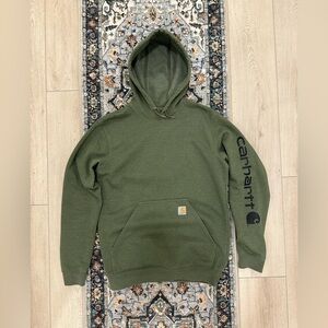 Carhartt Olive Green Hoodie with Logo Sleeve